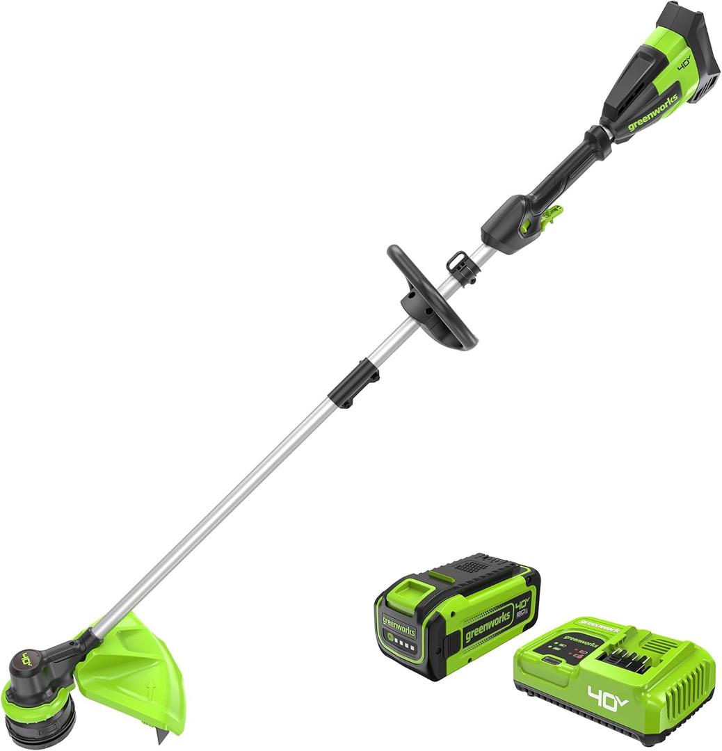 Greenworks 40V 17-Inch Brushless String Trimmer, 8Ah Battery and Rapid Charger Included