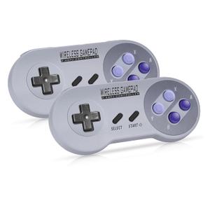 Asopiram 2-Pack Wireless Controller for SNES Classic & Switch, 2.4GHz Retro Gamepad for SNES Classic, PC (Windows/Mac/Linux) with USB Receiver, Rechargeable