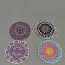 6 Pcs Coasters for Drinks with Holder,Flower Mandala Boho Absorbent Coaster with Cork Backing,Great Gift for Housewarming,Room Decor,Bar,Holiday Party