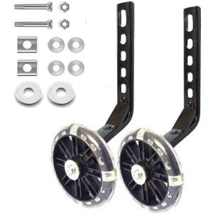 Mehome Flash Training Wheels for 12 14 16 18 20 Inch Kids BikeHeavy Duty Training Wheels are for Single Speed Bicycle (Black)