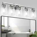 BesLowe 30" 5-Light Bathroom Light Fixture, Modern Brushed Nickel Bathroom Vanity Light, Bathroom Lighting Fixtures Over Mirror, Nickel Bathroom Wall Lamp, Wall Lights for Living Room Bedroom Hallway
