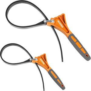 10 x 2-Pack Strap Wrench,Oil Filter Wrench with Diameter 6" and 4" Heavy Duty Rubber Strap,Adjustable Blet Wrench as Jar Opener,Water Filter,Plumbing,Sink Wrench Faucet Tool (Orange)