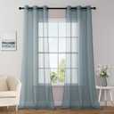 MIULEE Solid Color Sheer Curtains 84 Inches Long 2 Panels Set - Elegant Lightweight Grommet Light Filtering Window Voile Panels/Drapes/Treatment for Bedroom Living Room W42 x L84 Inch, Dusty Blue