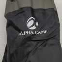 ALPHA CAMP Oversized Camping Folding Chair - Heavy Duty Steel Frame Support 350 LBS, Collapsible Padded Arm With Cup Holder, Quad Lumbar Back, Portable for Outdoor/Indoor (Black Grey)