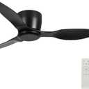 42 Inch Ceiling Fan No Light, Flush Mount Black Ceiling Fan with Remote, 6 Wind Speeds, Reversible DC Motor, Low Profile Ceiling Fans without Lights for Living Room, Bedroom, Patio