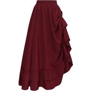 Scarlet Darkness Maxi Skirts for Women Renaissance Skirt Long Flowy Layered Medieval Skirt (Medium)