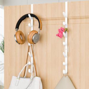 Over The Door Hooks, Metal Door Hooks for Hanging,Door Purse Organizer for Door Coat Hanger, Back of Shower for Hanging Towel Rack Clothes, Hat, Bathroom Bathroom Dorm Bedroom Closet (White-2Packs)