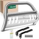 YHTAUTO 2.5" Bull Bar Push Bar with Skid Plate Light Mount Fit Dodge & Jeep Models, Grand Cherokee 11-21, Grand Cherokee WK 22, Durango 11-13, S/S 304 Brush Guard for Truck Front Bumper