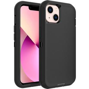 Case for iPhone 14 Plus, Heavy-Duty Tough Rugged Shockproof Drop Protective Cover Phone Cases, Black