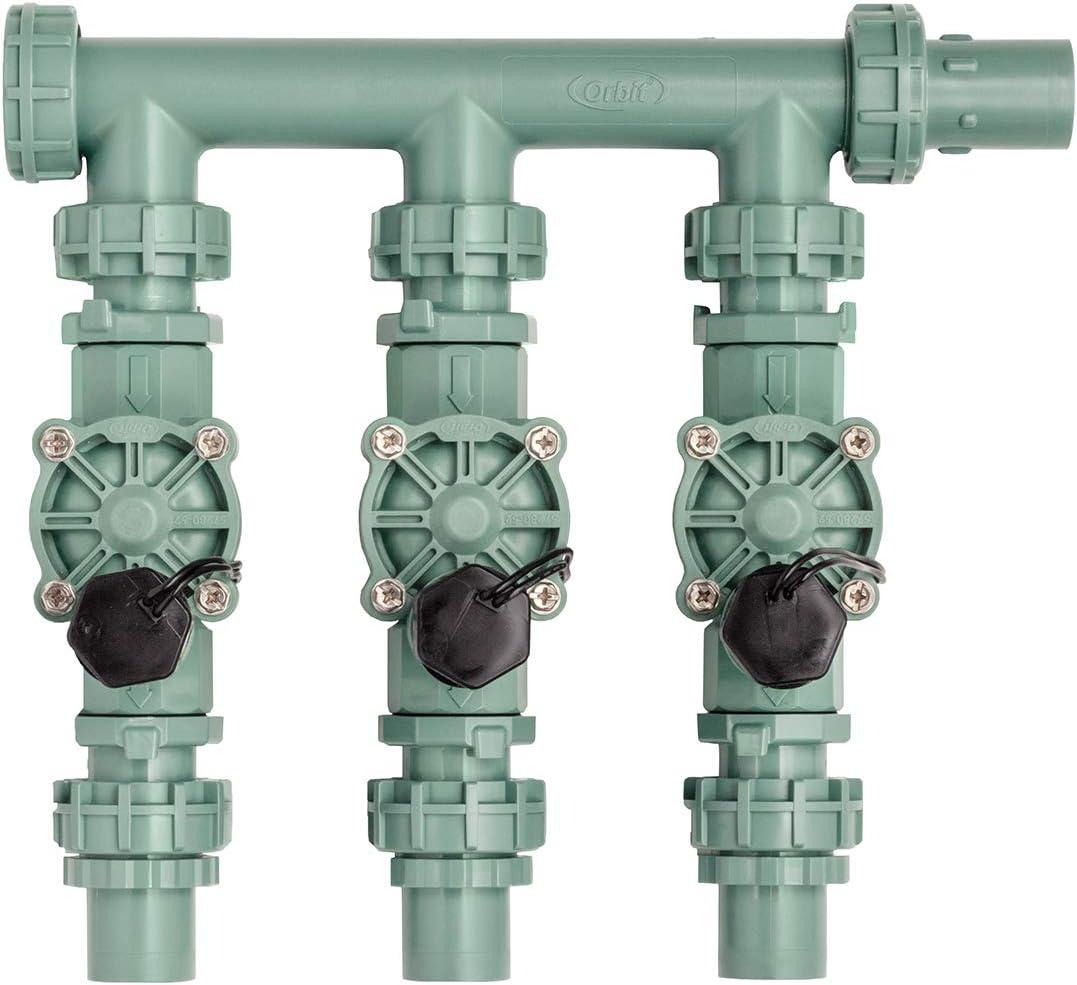 Orbit 57253 3Valve Heavy Duty Preassembled Manifold, 5.63 x 12.5 x 13 inches