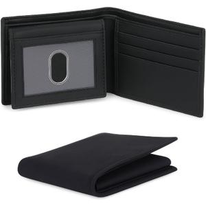 Leather Wallet for Men Bifold RFID Blocking - Slim Stylish Mens Leather Wallet Handmade with 2 compartments and 6 Credit Card Slots Minimalist Design- Black