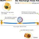 AC Charge Hose with Gauge, R134A Car AC Refrigerant Recharge Hose Kit, Come with R134A Piercing Can Tap 1/2ACME Valve & R134A Quick Coupler Fits for Car Air Conditioning Refrigerant 250 PSI