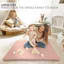 Stylish Vegan Leather Baby Play Mat - Soft, Easy to Clean Floor Mat Creates A Safe Play Area for Your Baby - The Perfect Modern Foam Playmat Fits Nicely with Your Kids Playroom Or Home Decor, Pink