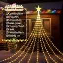 Christmas Decorations Star String Lights, 288 LED Waterfall Christmas Tree Lights with 7" Star Topper, USB Powered 8 Modes Indoor Outdoor String Lights for Xmas New Year Home Holiday - Warm White