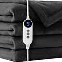 Electric Heated Blanket, Double-Sided Flannel Electric Blanket, 50" x 60", Light Grey (Crib, Gray)