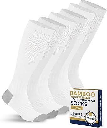Pembrook Bamboo Viscose Light Compression Socks - 3 Pairs | 8-15 mmhg Compression Socks | Knee High Comfort Support Socks 3XL