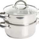 Oster Dutch Oven with Steamer Basket 3-Quart - Sangerfield Stainless Steel, Stovetop Steamer for Vegetables, Rice & Tamales, Dishwasher Safe