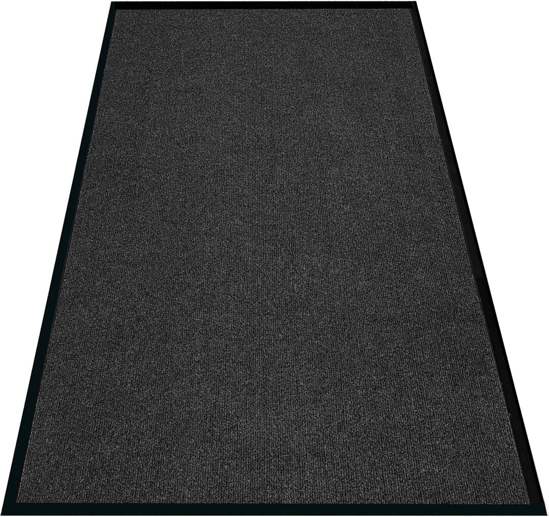 Front Door Mat, 3' x 5' Extra Large Commercial Industrial Rug Heavy Duty Outdoor Indoor Entryway Doormat Low Profile Welcome Entry Door Mat Non Slip Backing for Entrance Home Office, Black