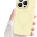 for iPhone 16 Pro Magnetic Case, Luxury Soft Silicone Case for Women & Men - Anti-Scratch, Anti-Drop, Shockproof Bumper with Full Camera Lens Protection - Yellow