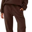 ANRABESS Women's Two Piece Outfits Sweatsuit Lounge Set Long Sleeve Crewneck Sweatshirt Jogger Pants Tracksuit 2025 Fall Sets (Drek Coffee)