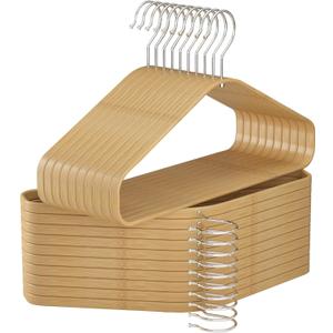 Bamboo Hangers - 50 Pack Slim Coat Hangers - 360-Degree Rotatable Hook, Suitable for Clothes, Jacket, Shirt, Tank Top, Pant (Natural, 50)