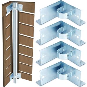 4 Pcs Chain Link Fence 1/2 (2 3/8 OD) x 6 Wood to Steel Post Corner Adapter Wood Fence Steel Post Bracket Adapter Brackets Heavy Duty Galvanized Iron