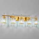 Bathroom Vanity Lights 5-Light Gold Modern Crystal Vanity Light Fixtures Over Mirror Crystal Bathroom Vanity Lighting Fixtures (Gold Round)