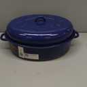 IMUSA USA 18" Traditional Vintage Style Blue Speckled Enamel on Steel Covered Oval Roaster