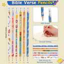 Yexiya 96 Pcs Easter Christian Bible Verse Pencils Bulk Include 48 Bible Verses Pencils 48 Religious Jesus Erasers Inspirational Christian Church Gifts for Sunday School Church Easter Party