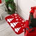 Tinideya Christmas Bathroom Rug 20"x 32" Xmas Bath Mat Red Xmas Bathroom Decor Reindeer Tree Snowflake Bath Mat Non Slip Absorbent Microfiber Washable Soft Holiday Shower Rug(Christmas Tree)