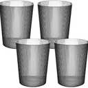 Transparent Trash Can,Bathroom Trash Cans Open Top ,2 Gallon Grey Office Garbage Can Plastic, 4pcs Round Slim Waste Basket Living Room, Clear Trash Bin For Home, Kitchen Bedroom,Laundry Room,Dorms,G