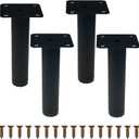 6" / 15cm Furniture Legs Set of 4, Modern Metal Sofa Legs Furniture Support Feet Replacement Leg for Sofa Couch Chair Ottoman Cabinet Table (Black)