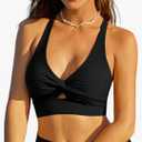 ZAFUL Bikini Tops for Women Push Up Swimsuit Top Lace Up Padded Bathing Suit Tops Twist Bikini Top Only, Small