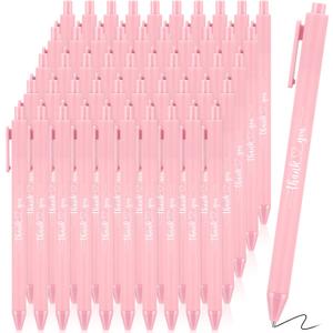 Chiisong 100 Pcs Thank You Pen Bulk Multicolor Ballpoint Pen for Server Employee Appreciation Gift for Coworker Team Office Staff Nurse Teacher Wedding Bridal Baby Shower Party(Pink Color)