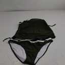 Daci Bandeau Tankini Swimsuits for Women - Two Piece Ruched Tummy Control Bathing Suit Strapless Swimwear with Bottom XL Green