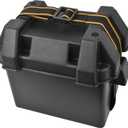 Attwood 9082-1 Small Battery Box with Mounting Kit and Strap, Fits U1 Batteries, Black