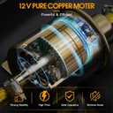 12V Electric Fuel Transfer Pump Set with 30 Gallons/H, Portable Gasoline Transfer Pump Kit with dual power cords/Fuel Pipe/Pulley Lead Pipe & Carrying Case Fit for Vehicles,Boats,Equipment (12V-Set)