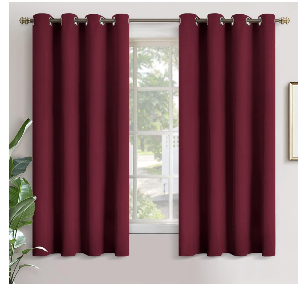YoungsTex Burgundy Blackout Curtains for Bedroom - Thermal Insulated with Grommet Room Darkening 63 Inch Window Drapes for Living Room, 2 Panels, 52 x 63 Inch, Burgundy