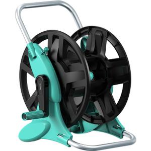 Garden Hose Reel Cart,Hose Holder Up to 50-100 Feet of 5/8" Hose,Wall Mounted Water Hose Reel,Portable Hose Reels for Outside Car Washing, Watering