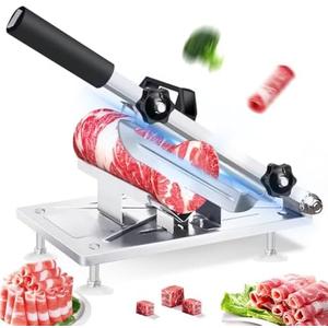 Manual Meat Slicer Frozen Meat Cutter Upgraded Stainless Steel Meat Cleavers Beef Mutton Roll Slicing Machine Vegetable Meat Slicer for Home Cooking Hotpot Shabu wg