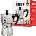 Bialetti Moka Express Iconic Italian Stovetop Espresso Maker (Natural Silver, 6 Cups)