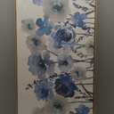 Framed Flowers Canvas Wall Art - Indigo Floral Canvas Pictures Living Room Wall Decor Botanical Canvas Prints Painting Abstract Artwork Bedroom Office Home Decor 20"x 40"