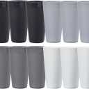 US Acrylic Newport 32 ounce Unbreakable Plastic Stackable Iced-Tea Tumblers in Grey Stone | Set of 12 Drinking Cups | Reusable, BPA-free, Made in the USA, Top-rack Dishwasher and Microwave Safe