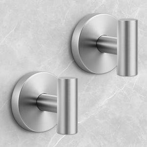 Shower Hooks for Inside Shower, No-Drill Removable & Reusable Towel Hooks for Bathroom, Heavy Duty Suction Cup Hooks for Glass Window,2 Packs (Silver)