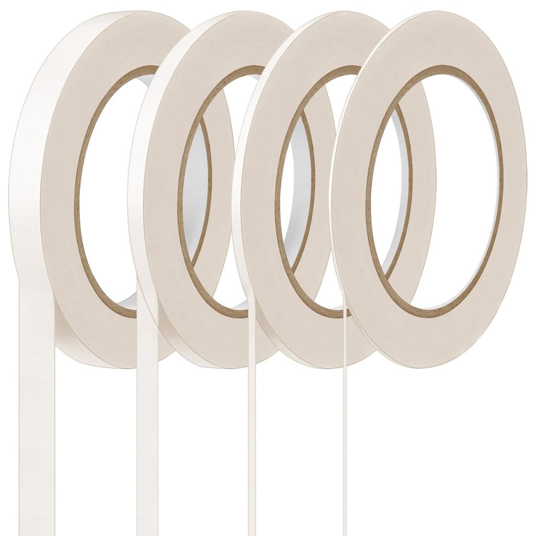 Epakh 4 Pack Painters Tape, Pinstripe Masking Tapes in 1/16, 1/8, 1/4 and 1/2 Inch Wide Suitable for Multi-Surface Automotive DIY Painting Labeling Arts Crafts Car Spray General Purpose(White,55 yd)