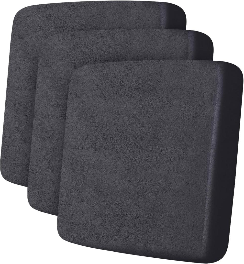 Leather Look Couch Cushion Covers Sofa Seat Slipcovers Sets Couches Furniture Protector for Sectional Armchair Loveseat Pets Kids Stretch Spandex Fabric (3 Cushion Sofa, Dark Grey)