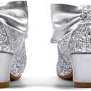 K KomForme Girls Dress Shoes Glitter Mary Jane Pumps with Bow, Low Heel Party Wedding Princess Shoes Kids Size 3