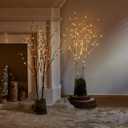 LITBLOOM Lighted White Twig Branches 32IN 100 LED with Timer Battery Operated, Artificial Tree Branch with Warm White Lights for Holiday Xmas Home Decoration Indoor Outdoor Decor
