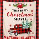 Buryeah 50'' x 60'' Christmas Throw Blanket This is My Christmas Movie Watching Blanket Plush Warm Black Red Movie Lover Gifts Home Decor for Sofa Couch Bed