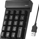 Wired Number Pad, USB Numeric Keypad 19 Key Number Keypad Keyboard, Portable Financial Accounting Keyboard 10 Key for Laptop PC Computer Notebook, Big Print Letters - Black